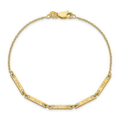 Vergoldet Gebürstet 5 Station Diamanten Armband