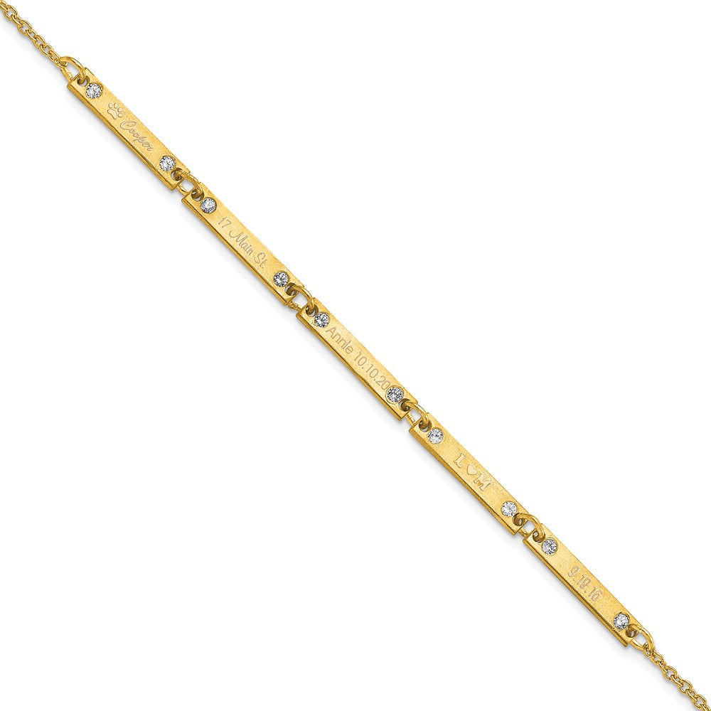 Vergoldet Gebürstet 5 Station Diamanten Armband