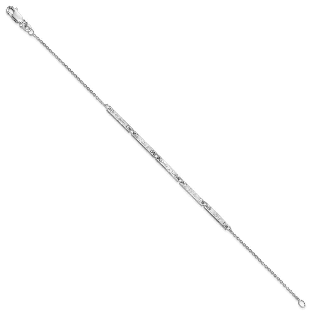 Sterlingsilber Rhodiniert Gebürstet 5 Station Diamanten Armband