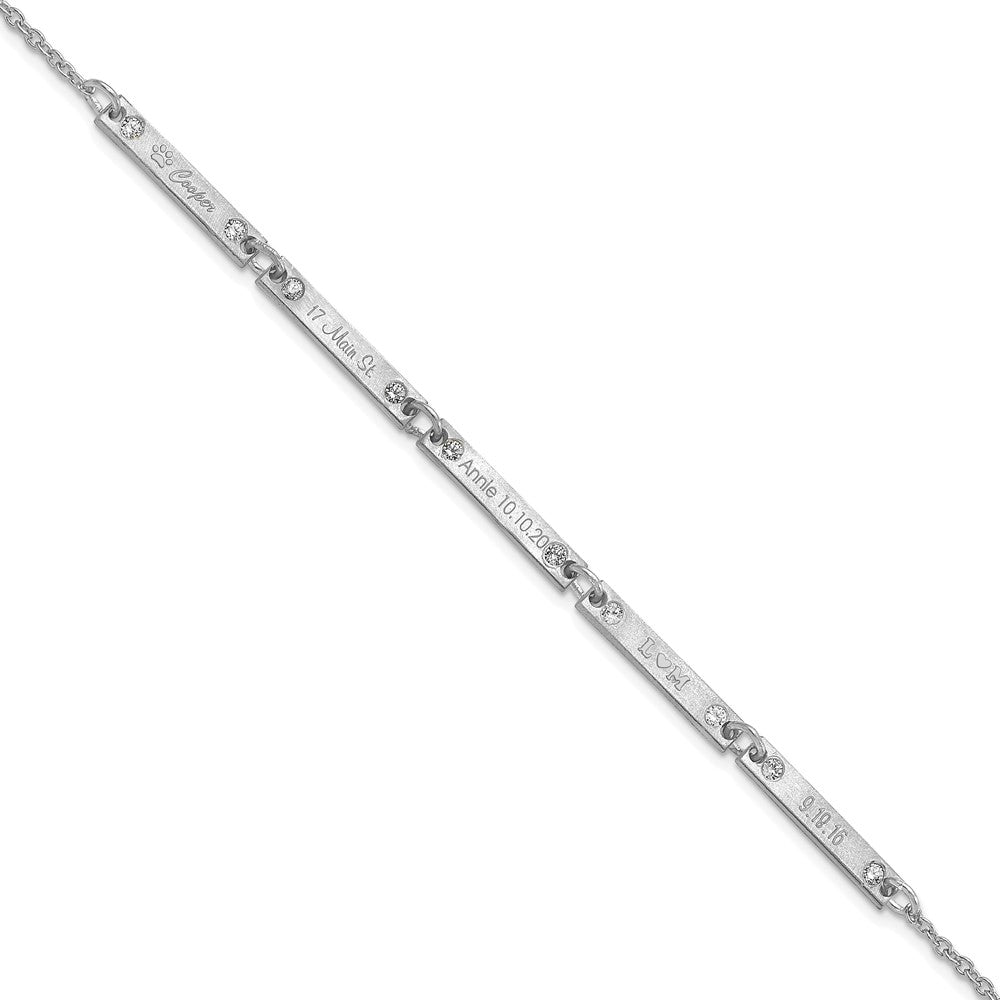 Sterlingsilber Rhodiniert Gebürstet 5 Station Diamanten Armband