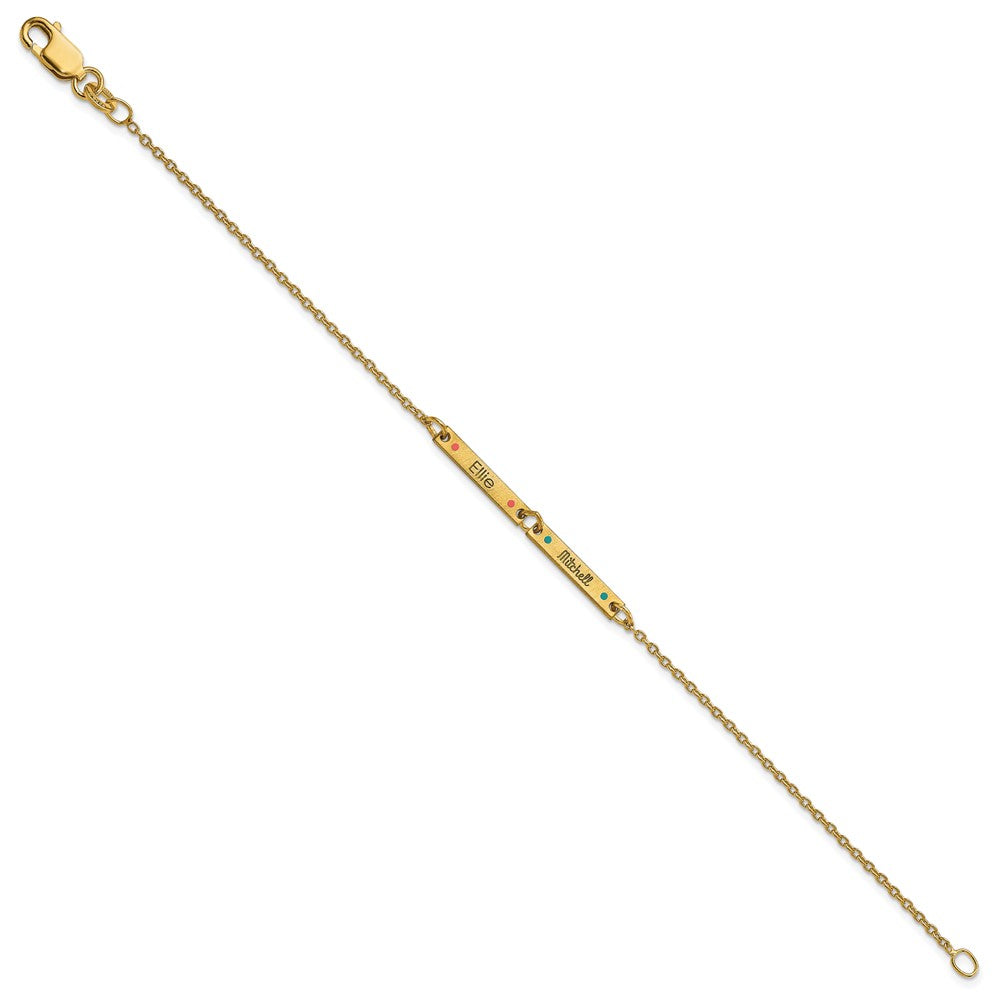 14K Gelbgold Gebürstet 2 Station Epoxid Dots Armband