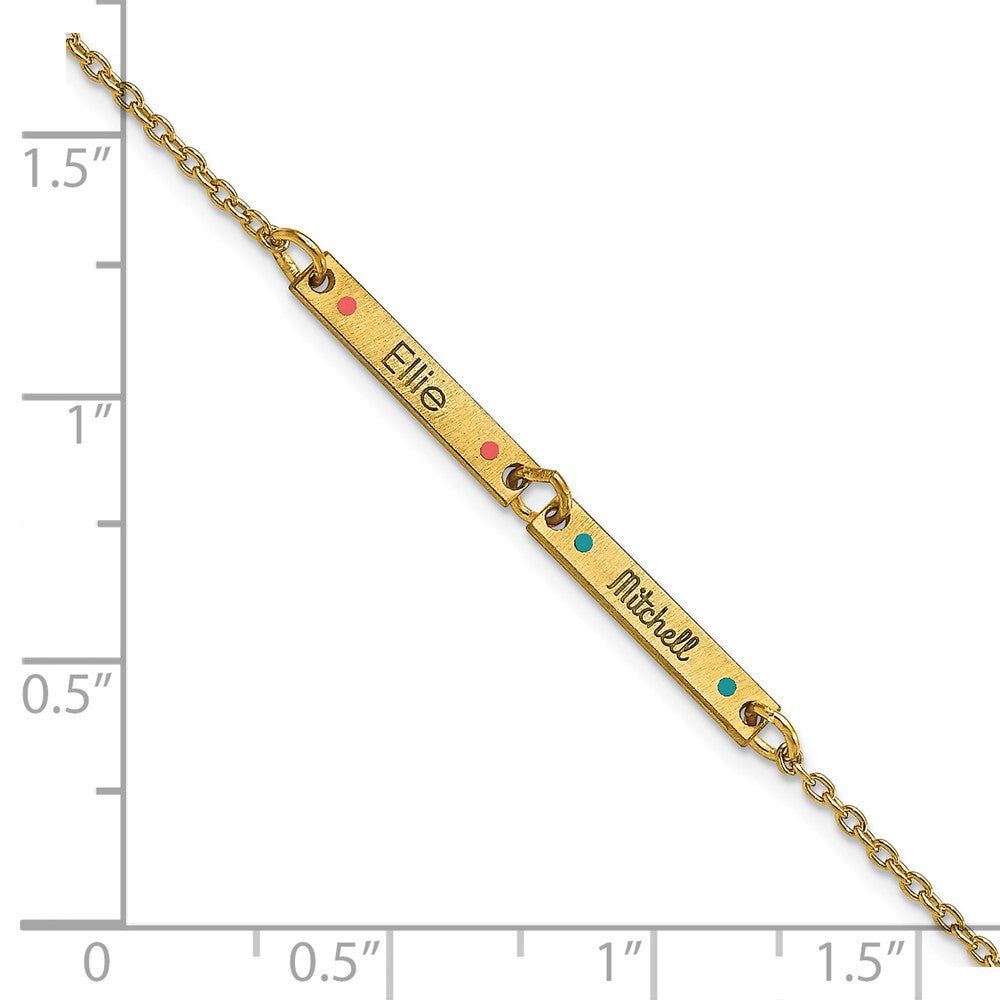 14K Gelbgold Gebürstet 2 Station Epoxid Dots Armband