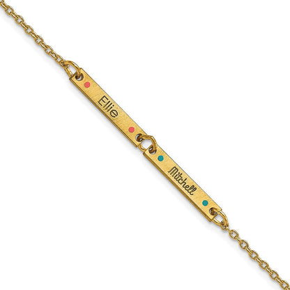14K Gelbgold Gebürstet 2 Station Epoxid Dots Armband