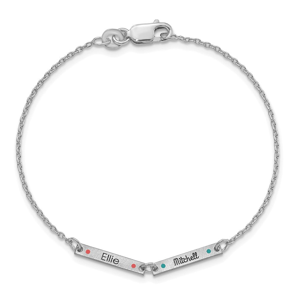 Sterlingsilber Rhodiniert Gebürstet 2 Station Epoxid Dots Armband