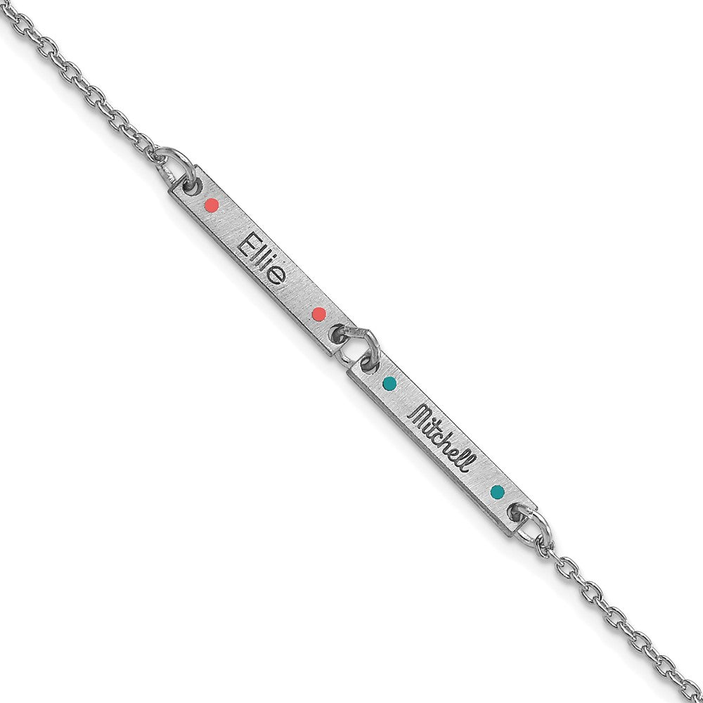 Sterlingsilber Rhodiniert Gebürstet 2 Station Epoxid Dots Armband