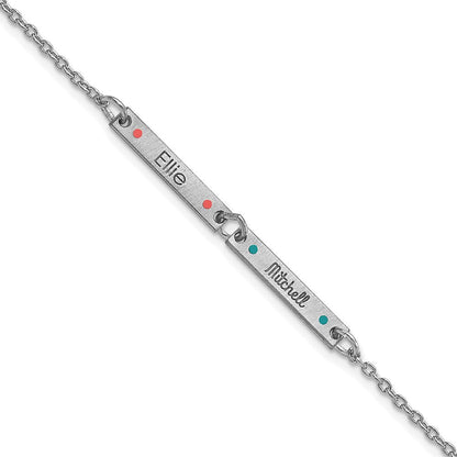 14K Weißgold Gebürstet 2 Station Epoxid Dots Armband