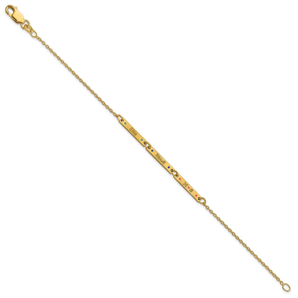 14K Gelbgold Gebürstet 3 Station Epoxid Dots Armband