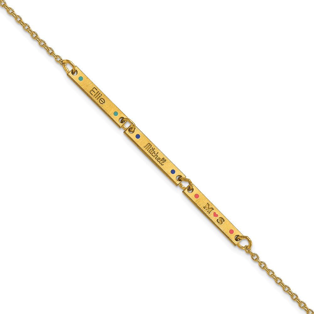 14K Gelbgold Gebürstet 3 Station Epoxid Dots Armband