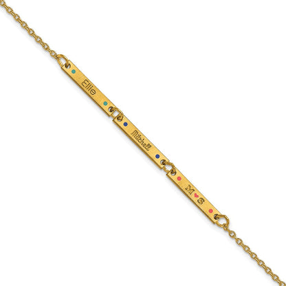 14K Gelbgold Gebürstet 3 Station Epoxid Dots Armband