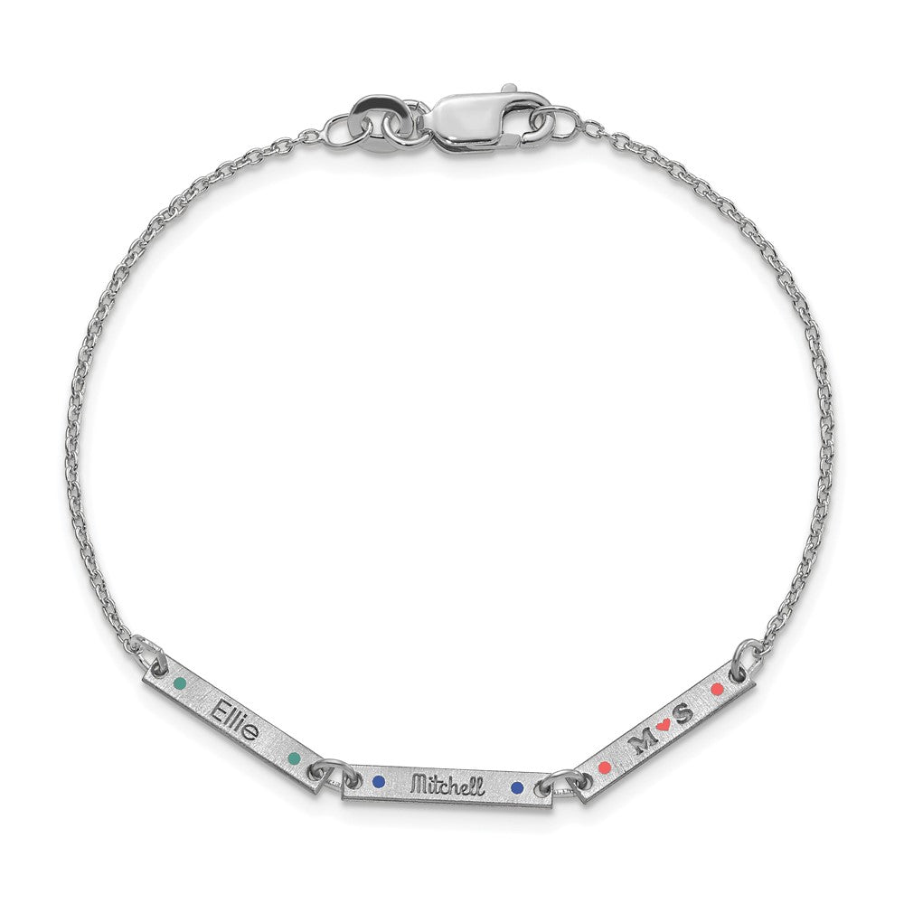 Sterlingsilber Rhodiniert Gebürstet 3 Station Epoxid Dots Armband