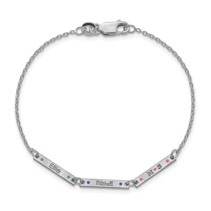 Sterlingsilber Rhodiniert Gebürstet 3 Station Epoxid Dots Armband
