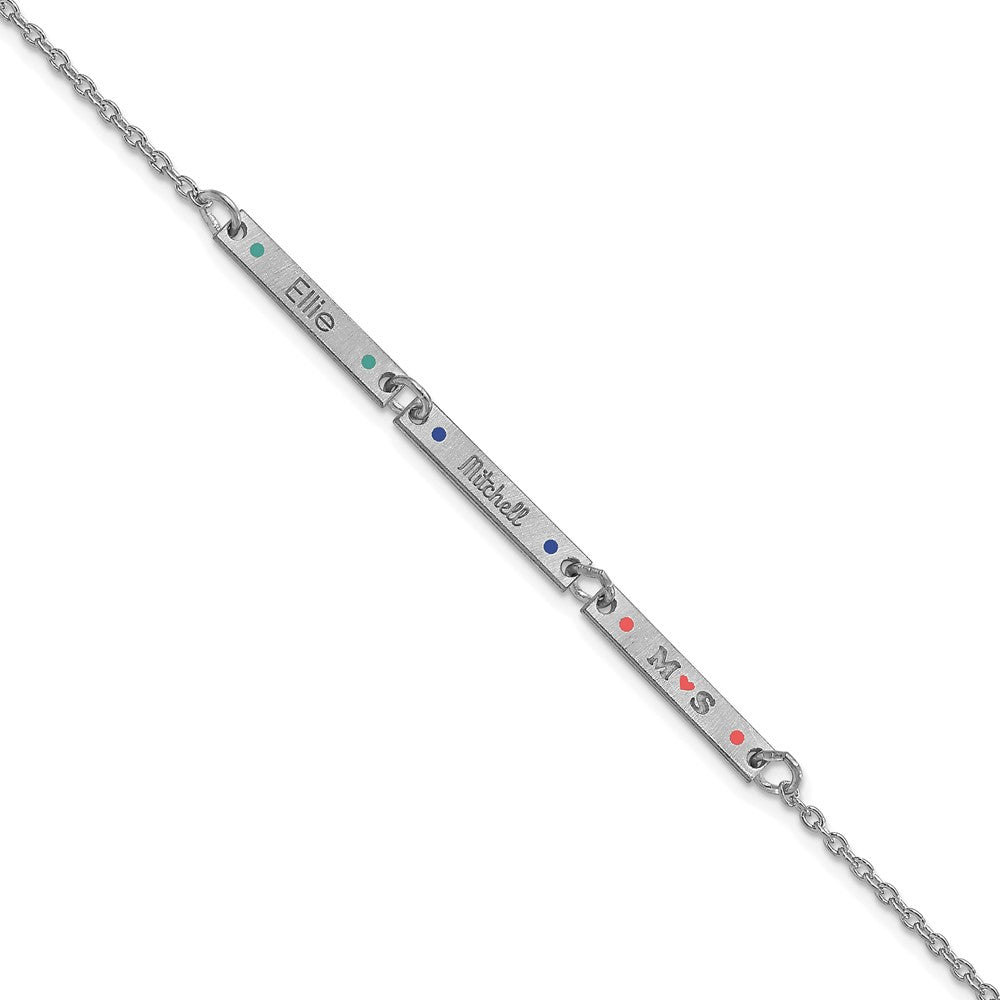 14K Weißgold Gebürstet 3 Station Epoxid Dots Armband