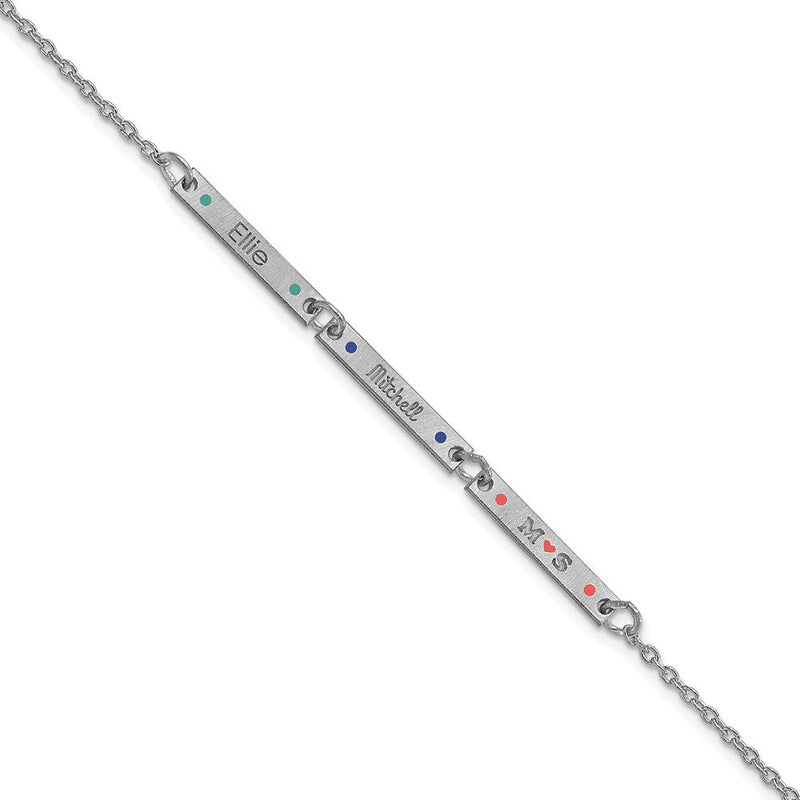 14K Weißgold Gebürstet 3 Station Epoxid Dots Armband