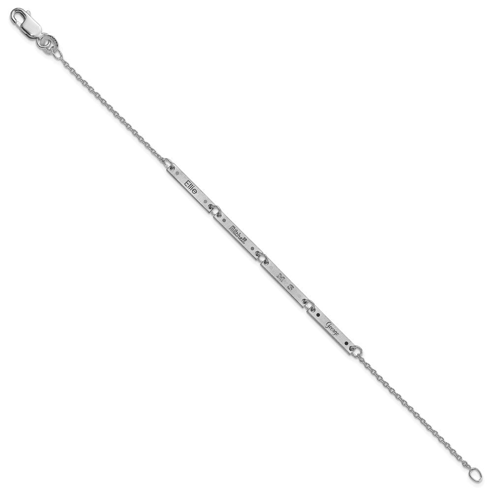 Sterlingsilber Rhodiniert Gebürstet 4 Station Epoxid Dots Armband