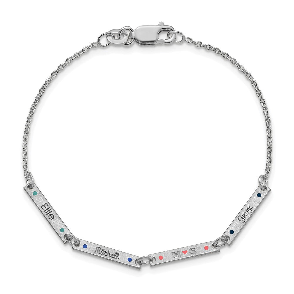 Sterlingsilber Rhodiniert Gebürstet 4 Station Epoxid Dots Armband