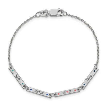 Sterlingsilber Rhodiniert Gebürstet 4 Station Epoxid Dots Armband