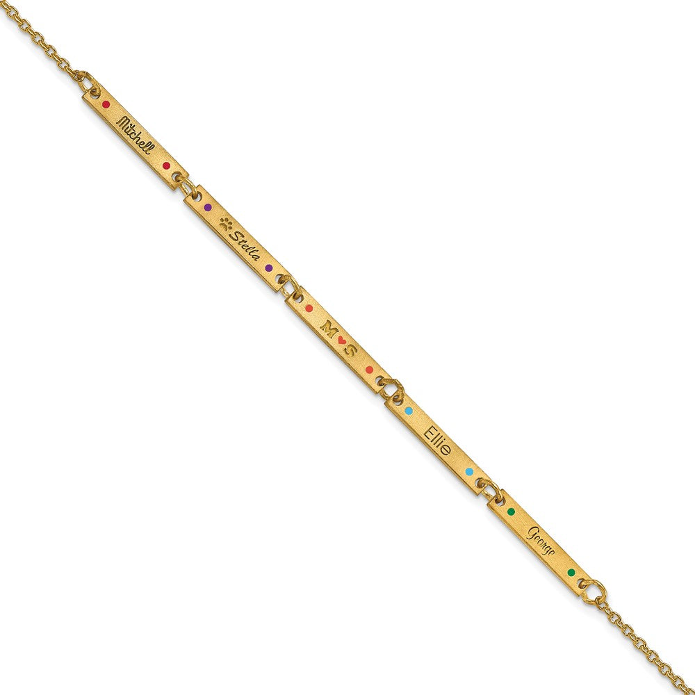 14K Gelbgold Gebürstet 5 Station Epoxid Dots Armband