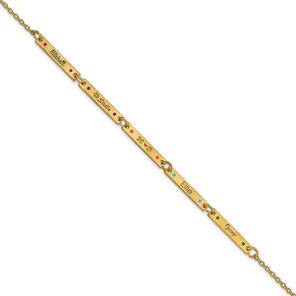 14K Gelbgold Gebürstet 5 Station Epoxid Dots Armband