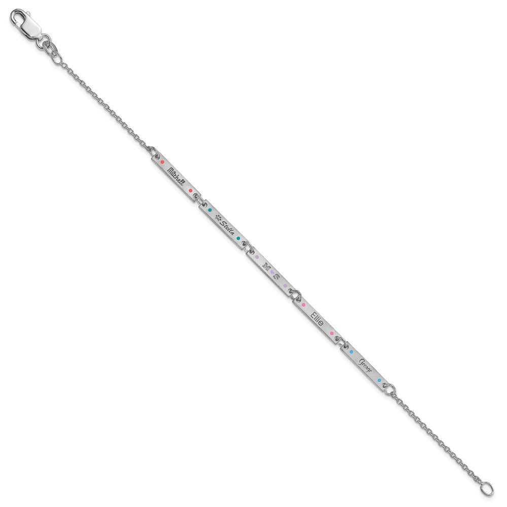 Sterlingsilber Rhodiniert Gebürstet 5 Station Epoxid Dots Armband
