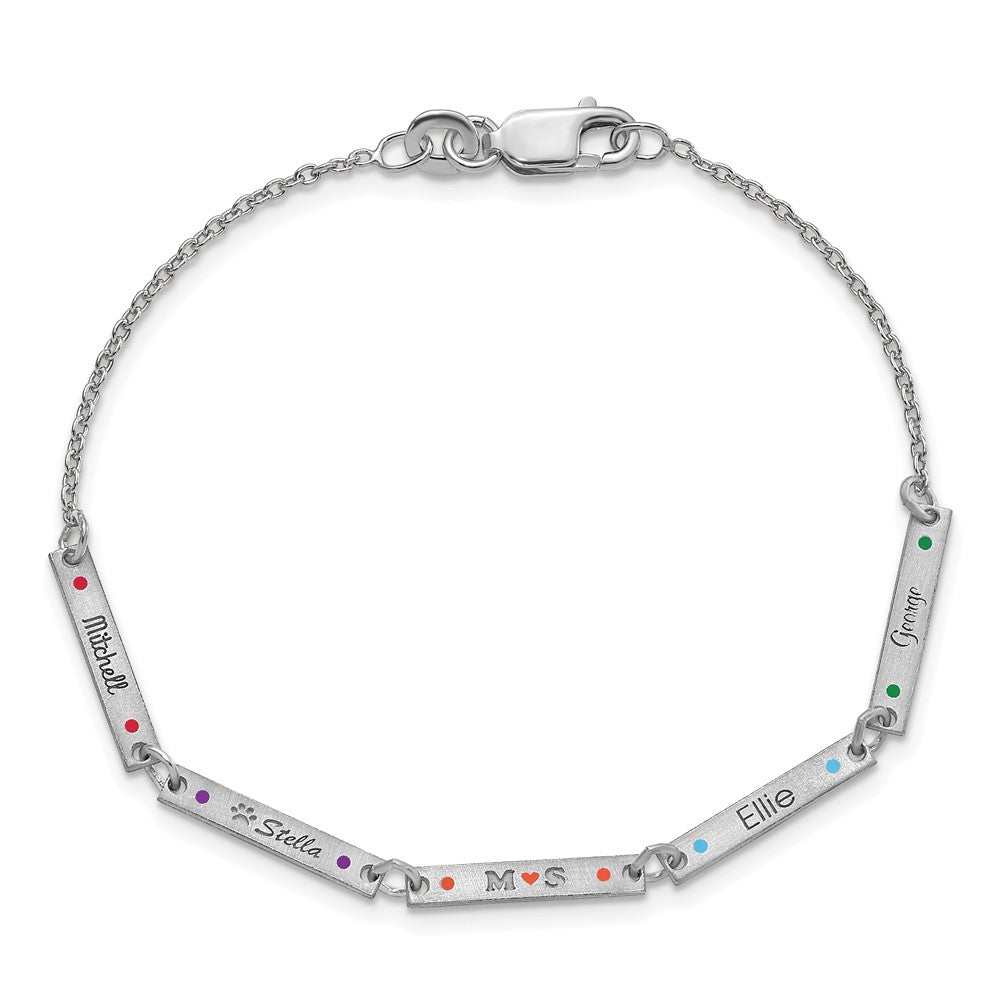 Sterlingsilber Rhodiniert Gebürstet 5 Station Epoxid Dots Armband