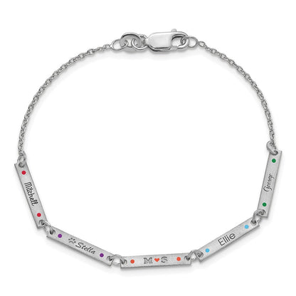 Sterlingsilber Rhodiniert Gebürstet 5 Station Epoxid Dots Armband