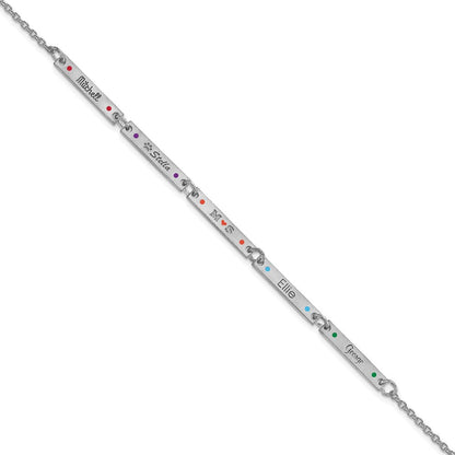 Sterlingsilber Rhodiniert Gebürstet 5 Station Epoxid Dots Armband