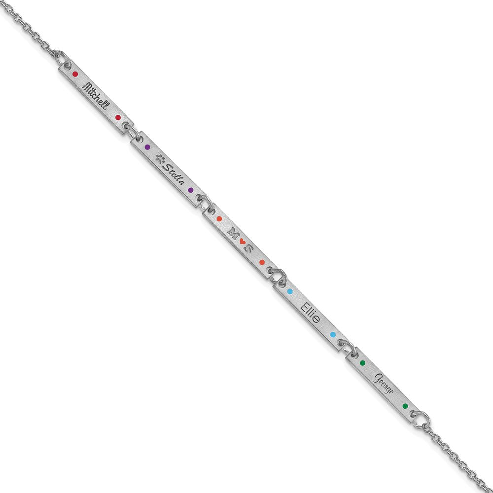 14K Weißgold Gebürstet 5 Station Epoxid Dots Armband
