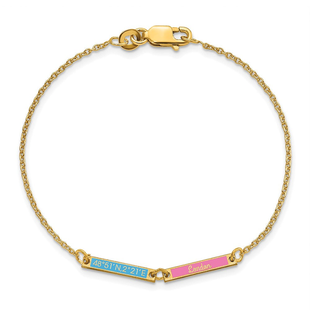 Vergoldet Sterlingsilber /gold Gebürstet 2 Station Epoxid Armband