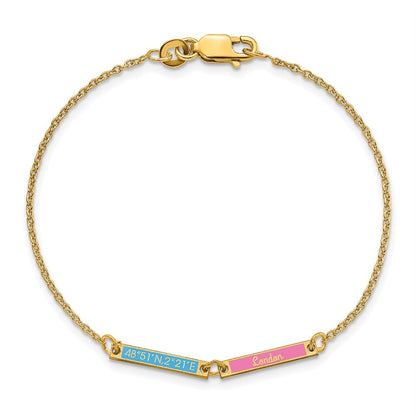 Vergoldet Sterlingsilber /gold Gebürstet 2 Station Epoxid Armband