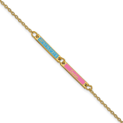 14K Gelbgold Gebürstet 2 Station Epoxid Armband