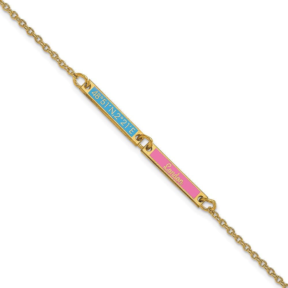 Vergoldet Sterlingsilber /gold Gebürstet 2 Station Epoxid Armband