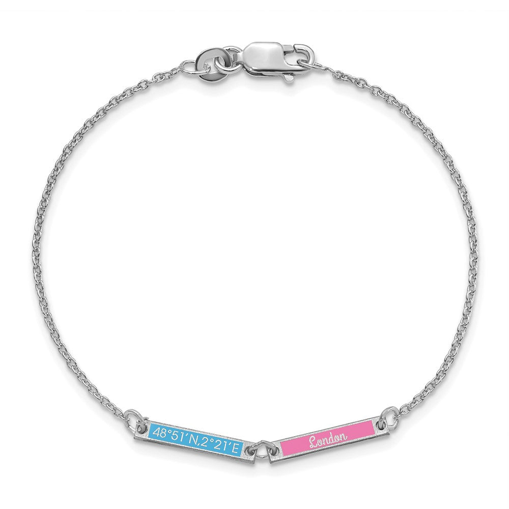 Sterlingsilber Silber/rhodiniert Gebürstet 2 Station Epoxid Armband