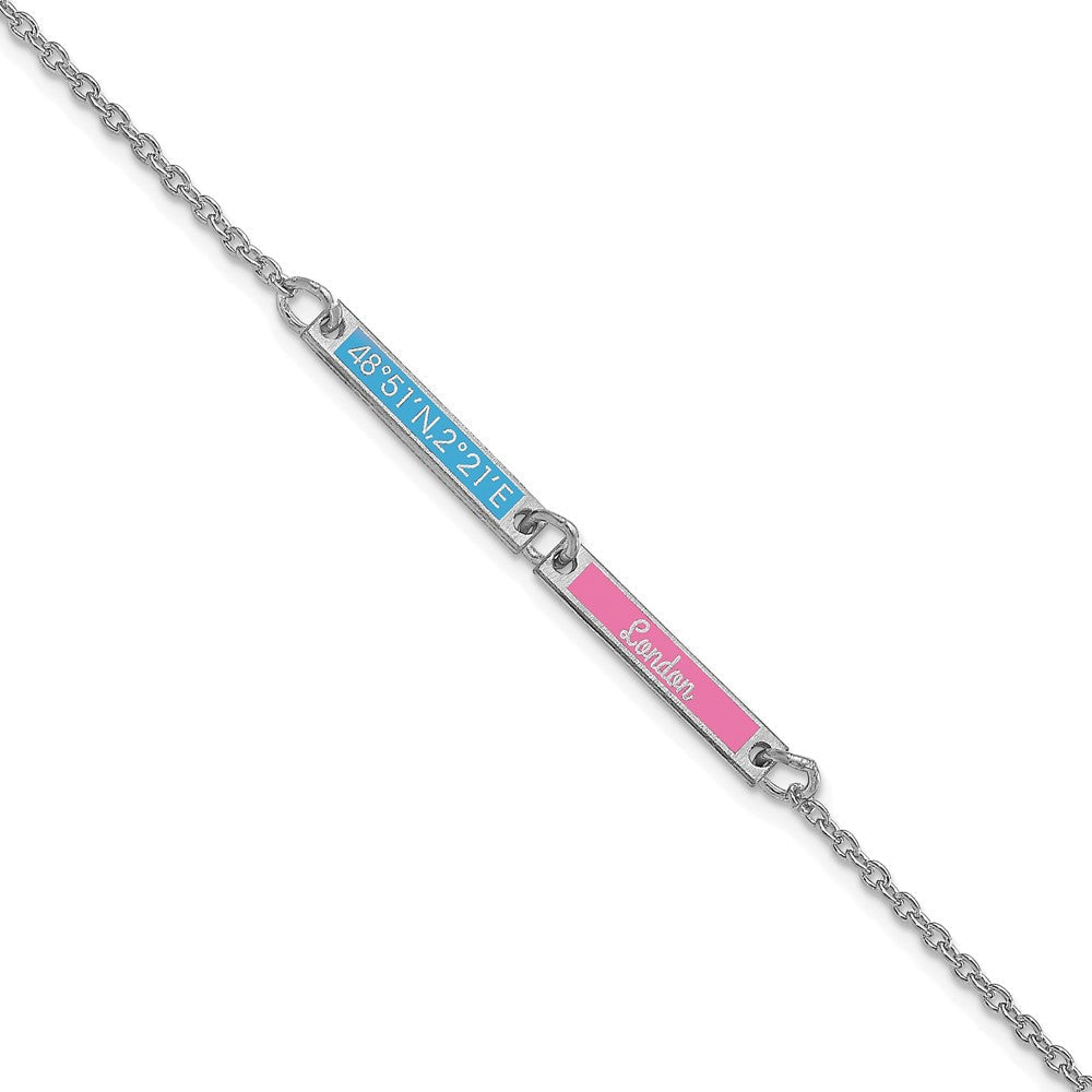 Sterlingsilber Silber/rhodiniert Gebürstet 2 Station Epoxid Armband