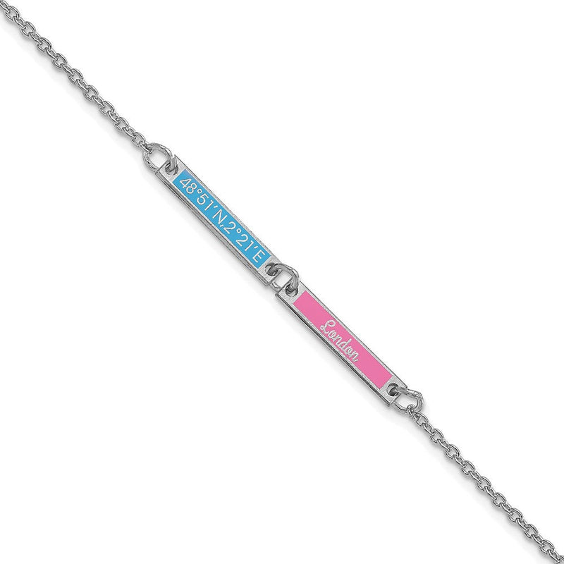 Sterlingsilber Silber/rhodiniert Gebürstet 2 Station Epoxid Armband