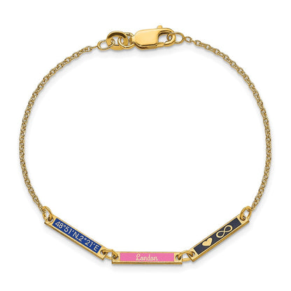 Vergoldet Sterlingsilber /gold Gebürstet 3 Station Epoxid Armband