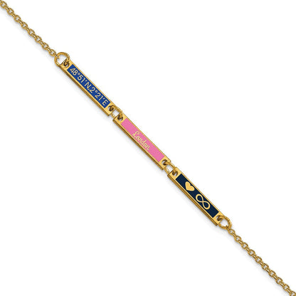 Vergoldet Sterlingsilber /gold Gebürstet 3 Station Epoxid Armband