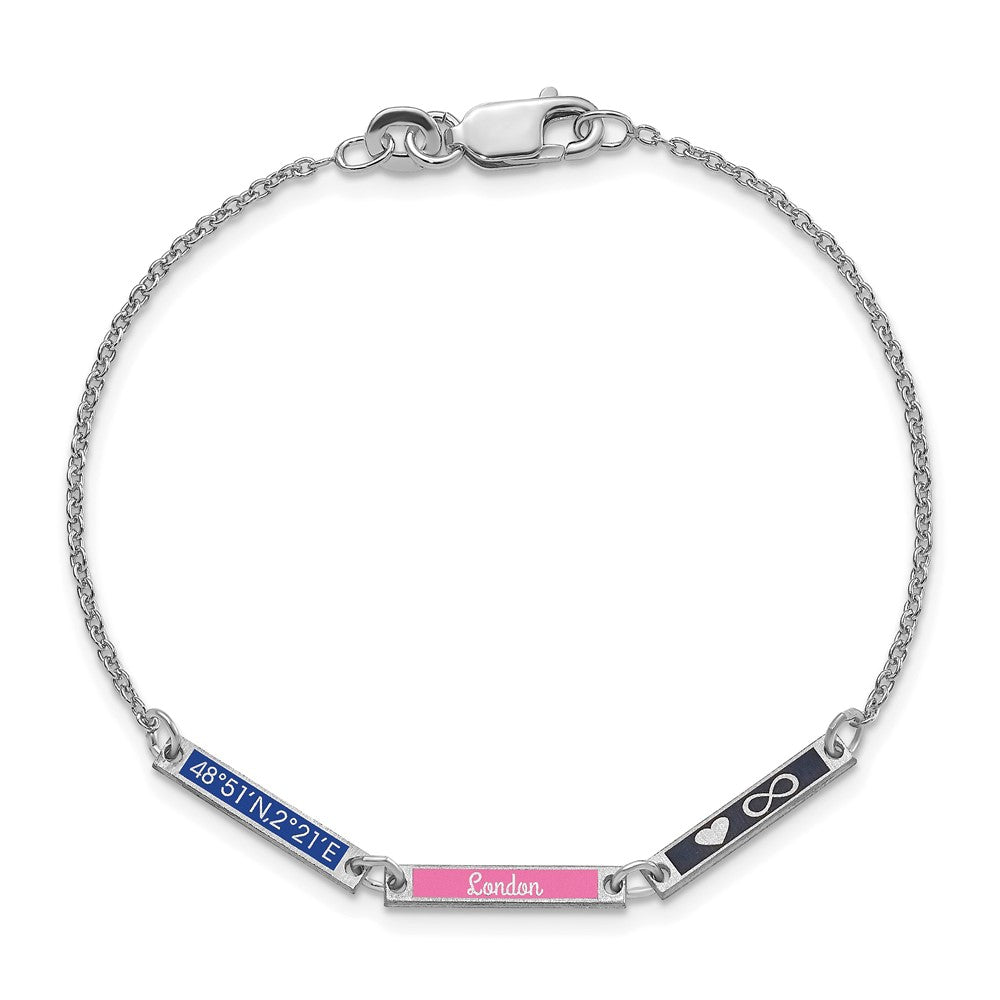 Sterlingsilber Silber/vergoldet Gebürstet 3 Station Epoxid Armband