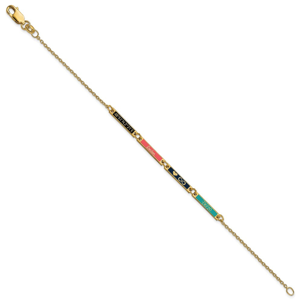 14K Gelbgold Gebürstet 4 Station Epoxid Armband
