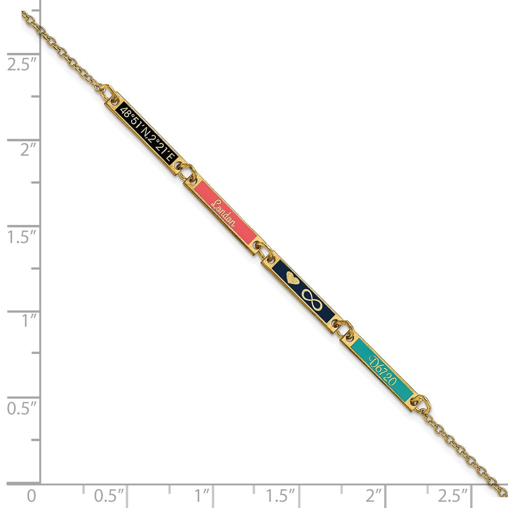 14K Gelbgold Gebürstet 4 Station Epoxid Armband