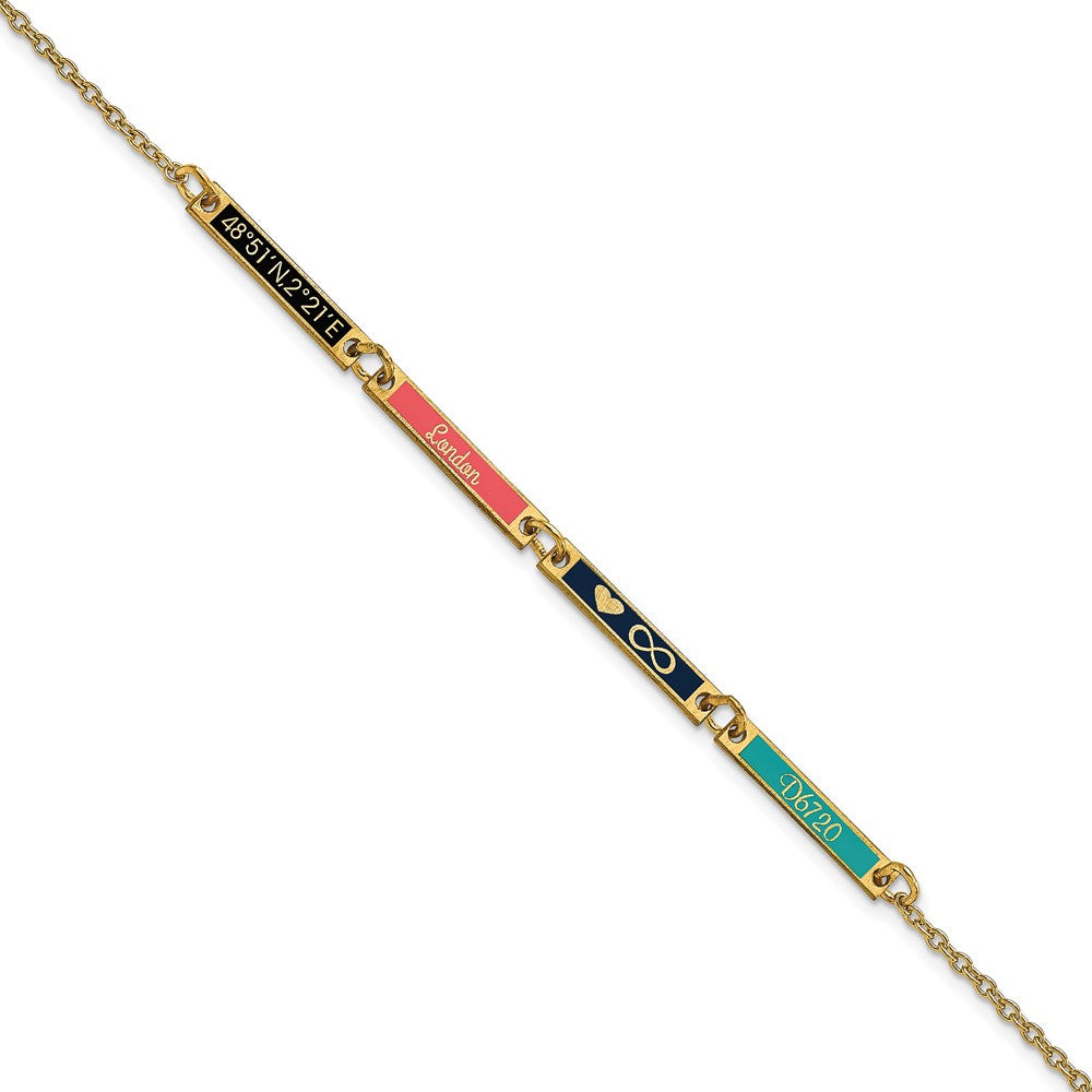 Vergoldet Sterlingsilber /gold Gebürstet 4 Station Epoxid Armband