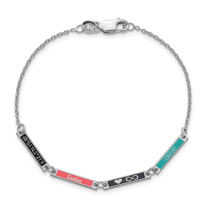 Sterlingsilber Silber/rhodiniert Gebürstet 4 Station Epoxid Armband