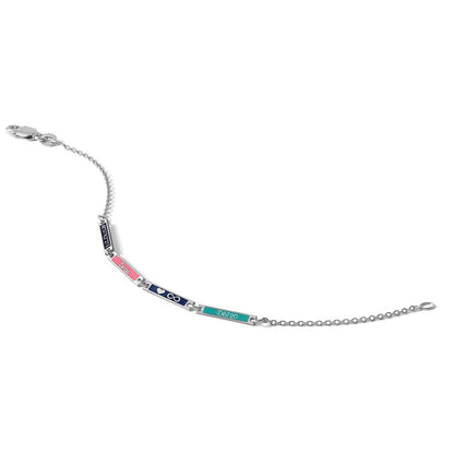 14K Weißgold Gebürstet 4 Station Epoxid Armband