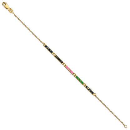 14K Gelbgold Gebürstet 5 Station Epoxid Armband