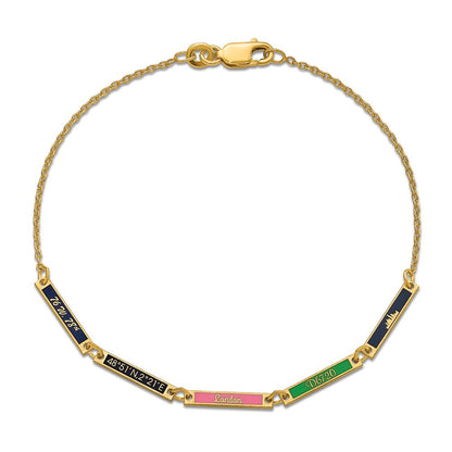 Vergoldet Sterlingsilber /gold Gebürstet 5 Station Epoxid Armband