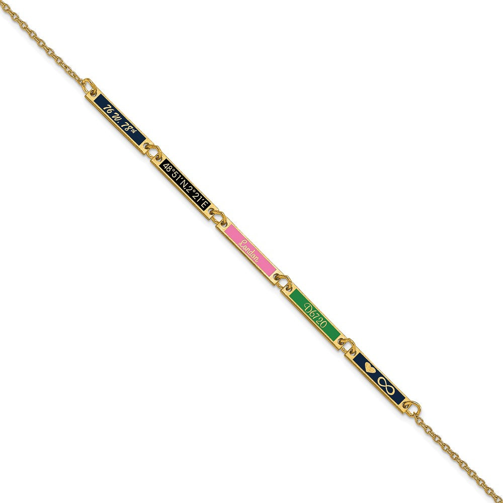 14K Gelbgold Gebürstet 5 Station Epoxid Armband
