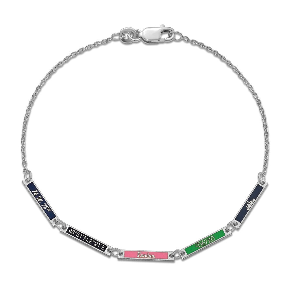 Sterlingsilber Silber/rhodiniert Gebürstet 5 Station Epoxid Armband
