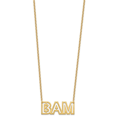 Vergoldet Sterlingsilber /gold Klein Gebürstet 3 Buchstabe Halskette