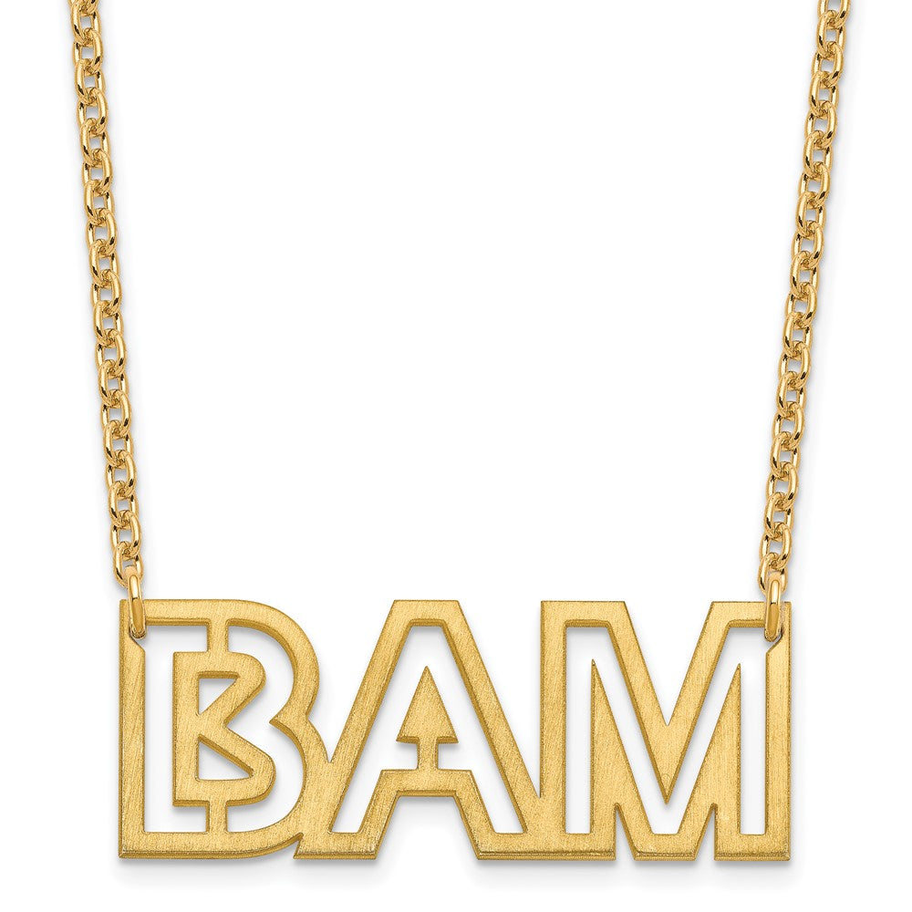 Vergoldet Sterlingsilber /gold Klein Gebürstet 3 Buchstabe Halskette