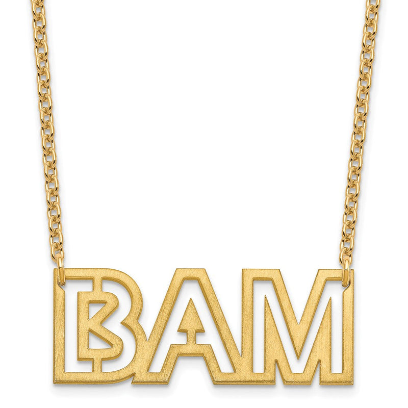 Vergoldet Sterlingsilber /gold Klein Gebürstet 3 Buchstabe Halskette