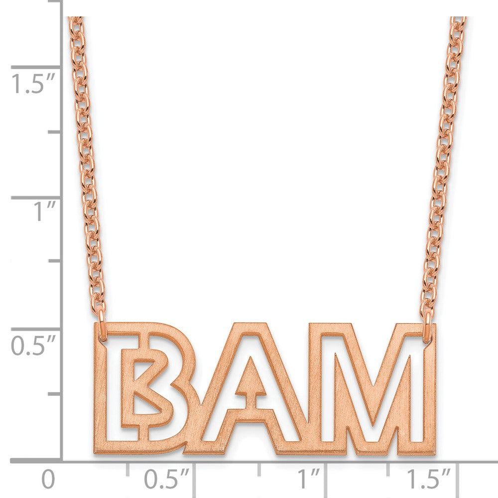 Roségoldbeschichtet Sterlingsilber /rose Klein Gebürstet 3 Buchstabe Halskette